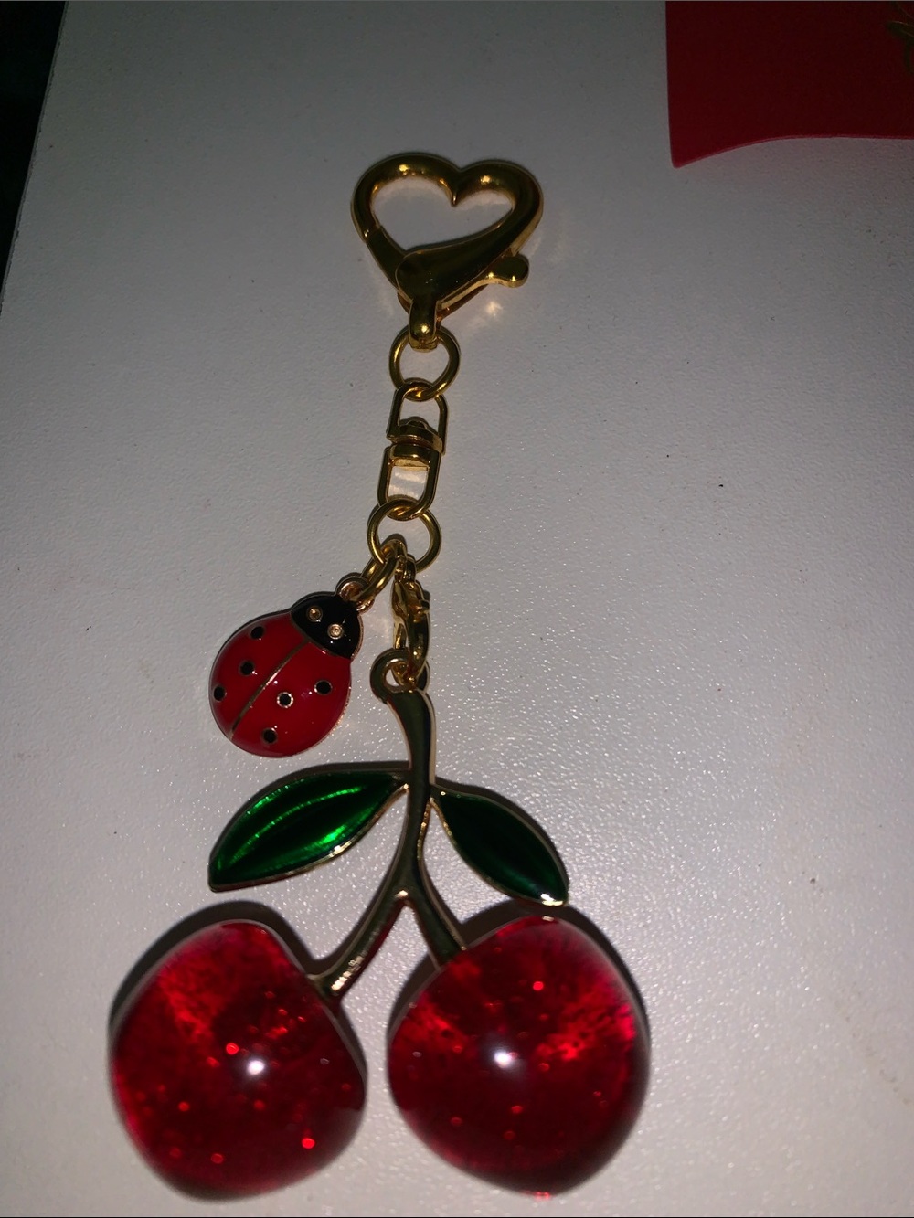 Cherry & Ladybug purse/bag charm keychain